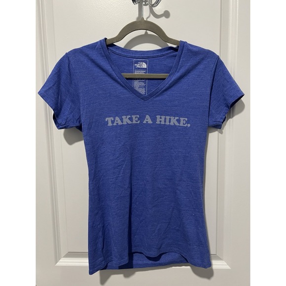 The North Face Take a Hike V-neck T-shirt in Blue, Size Small Slim Fit, Outdoor‎ - Picture 1 of 4